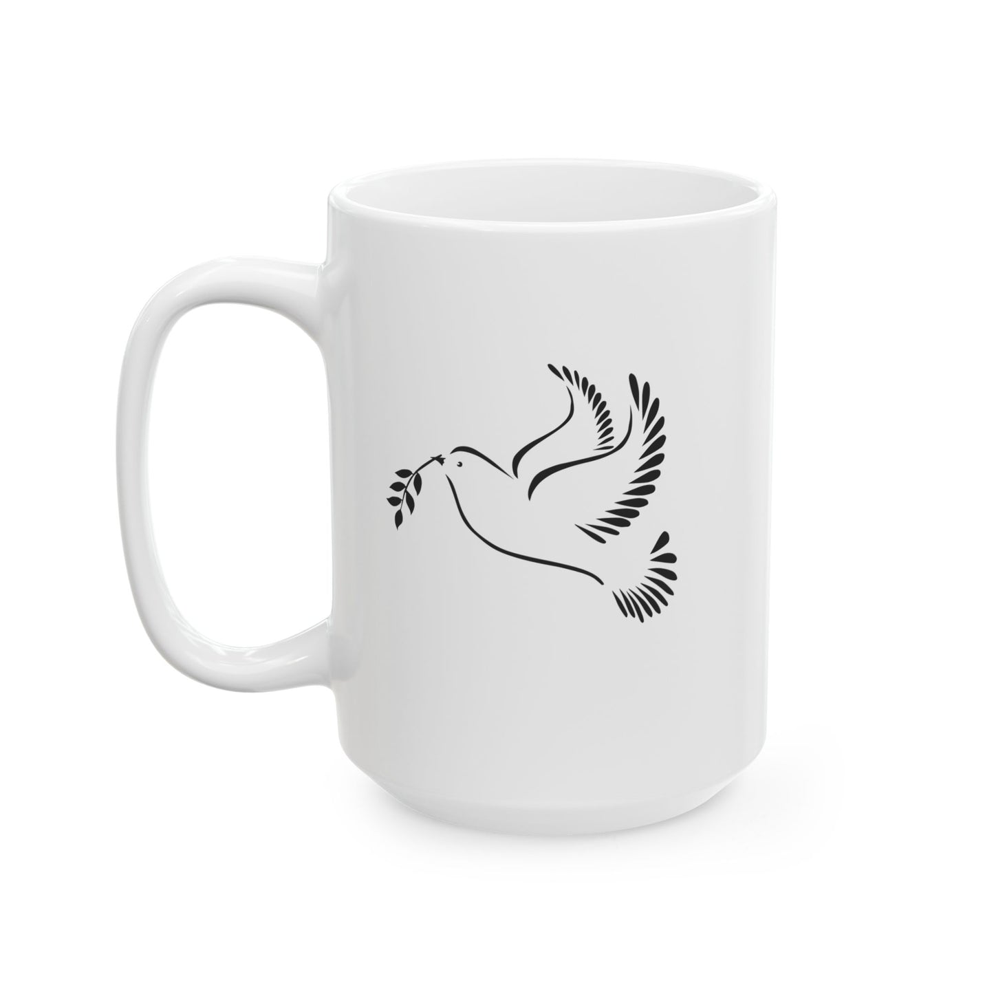 15 oz "Glory be to GOD" & Dove with olive branch ceramic Mug, Unique Gift for Women & Men of Faith