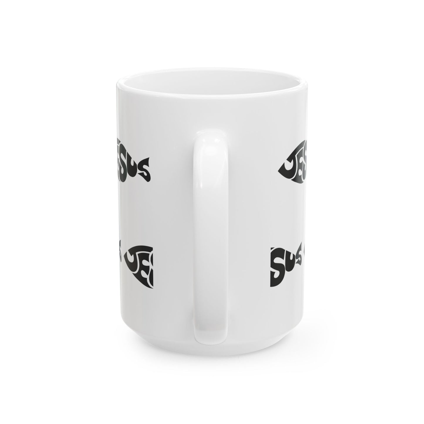 15 oz JESUS Fish Ceramic Mug, Unique Gift for Women & Men of Faith