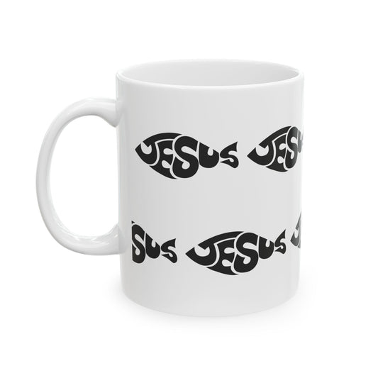 11 oz JESUS Fish Ceramic Mug, Unique Gift for Women & Men of Faith