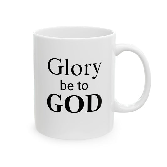 11 oz "Glory be to GOD" & Dove with olive branch ceramic Mug, Unique Gift for Women & Men of Faith