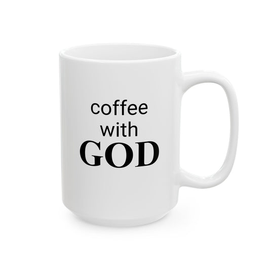 15 oz "coffee with GOD" Ceramic Mug, Unique Gift for Women & Men of Faith