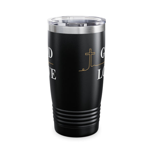 "God is Love" Inspirational Stainless Steel Black 20oz Tumbler. Wonderful religious gift for someone on the go.