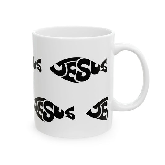 11 oz  JESUS Fish  Ceramic Mug, Unique Gift for Women & Men of Faith