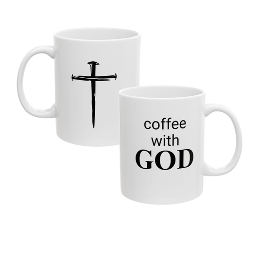 11 oz "coffee with GOD" Ceramic Mug, Unique Gift for Women & Men of Faith