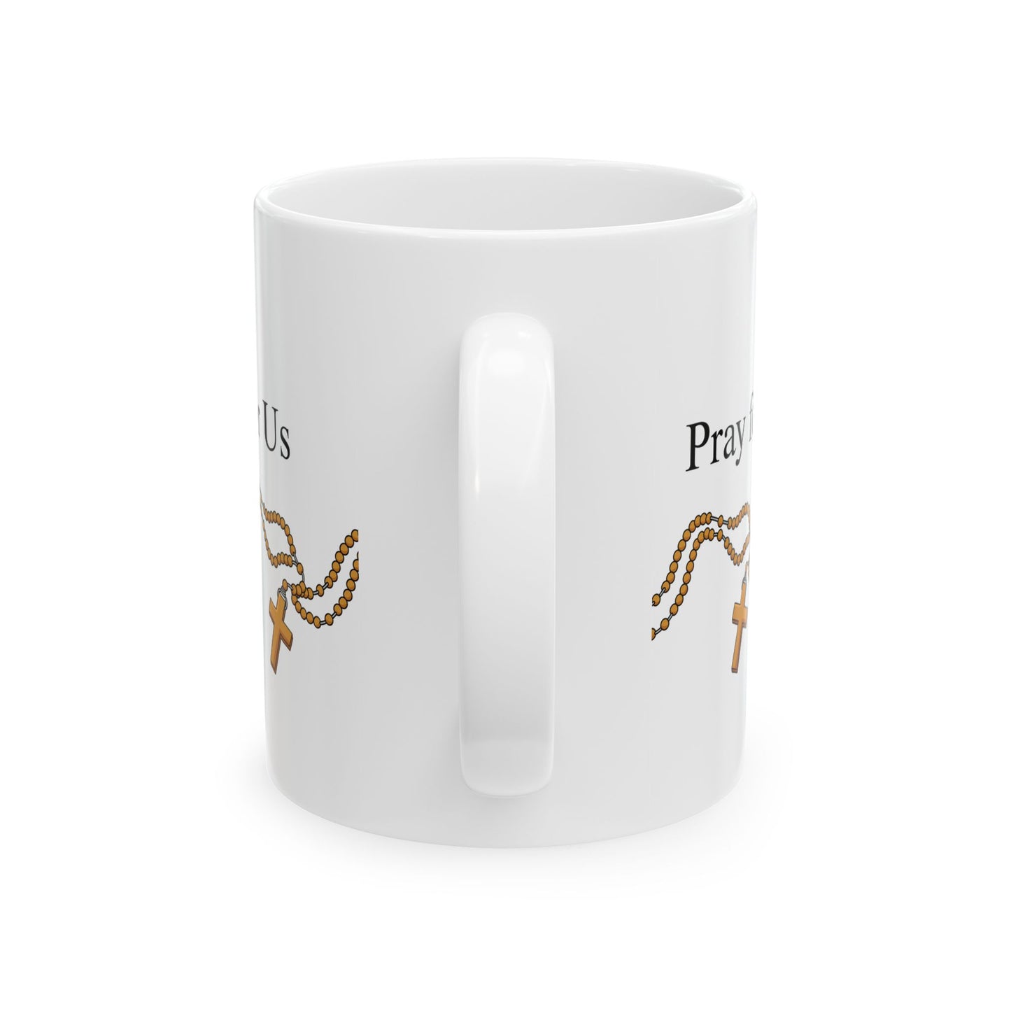 11 oz "Pray for Us" with Rosary wrapping around Coffee Mug, Unique Gift for Women & Men of Faith