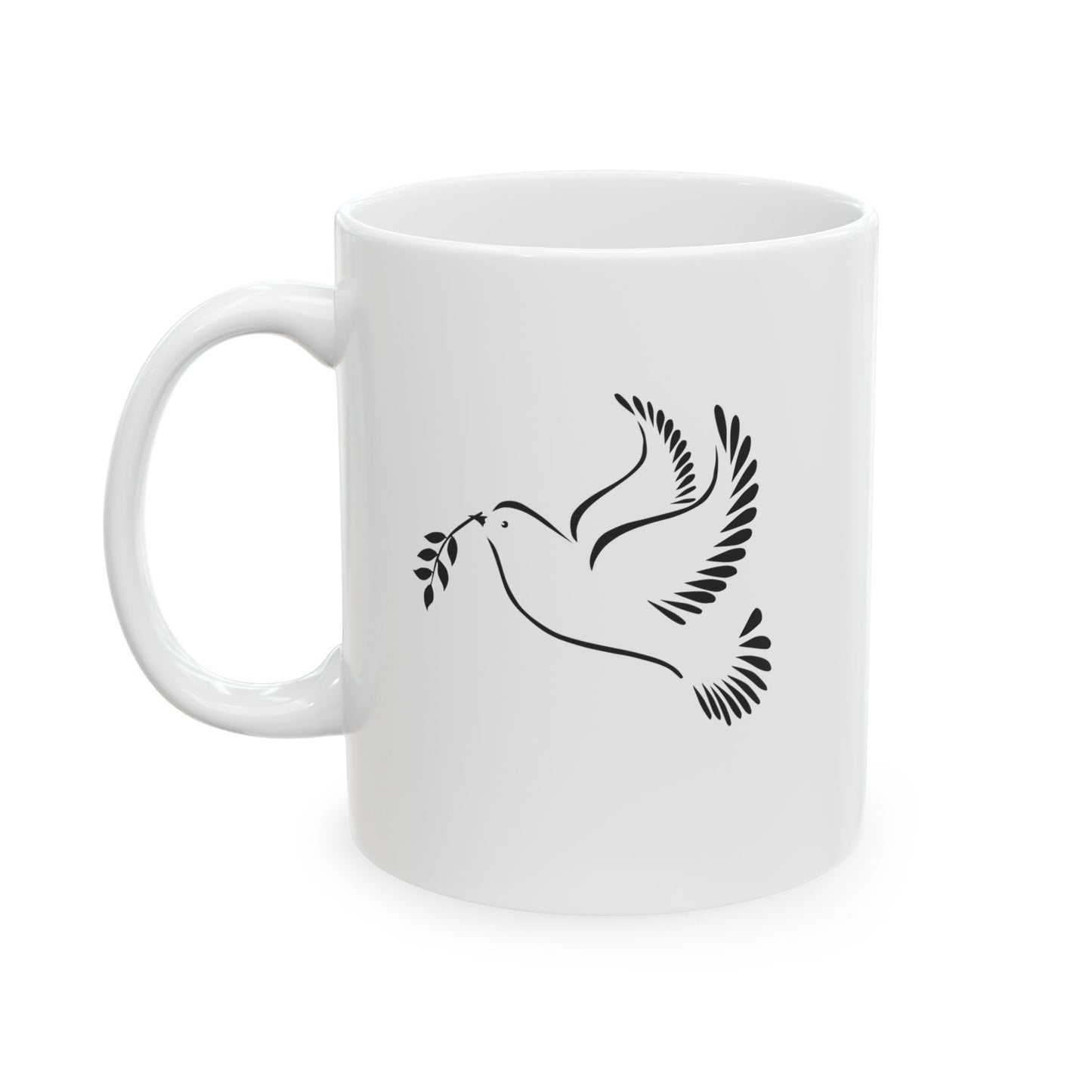 11 oz "Glory be to GOD" & Dove with olive branch ceramic Mug, Unique Gift for Women & Men of Faith
