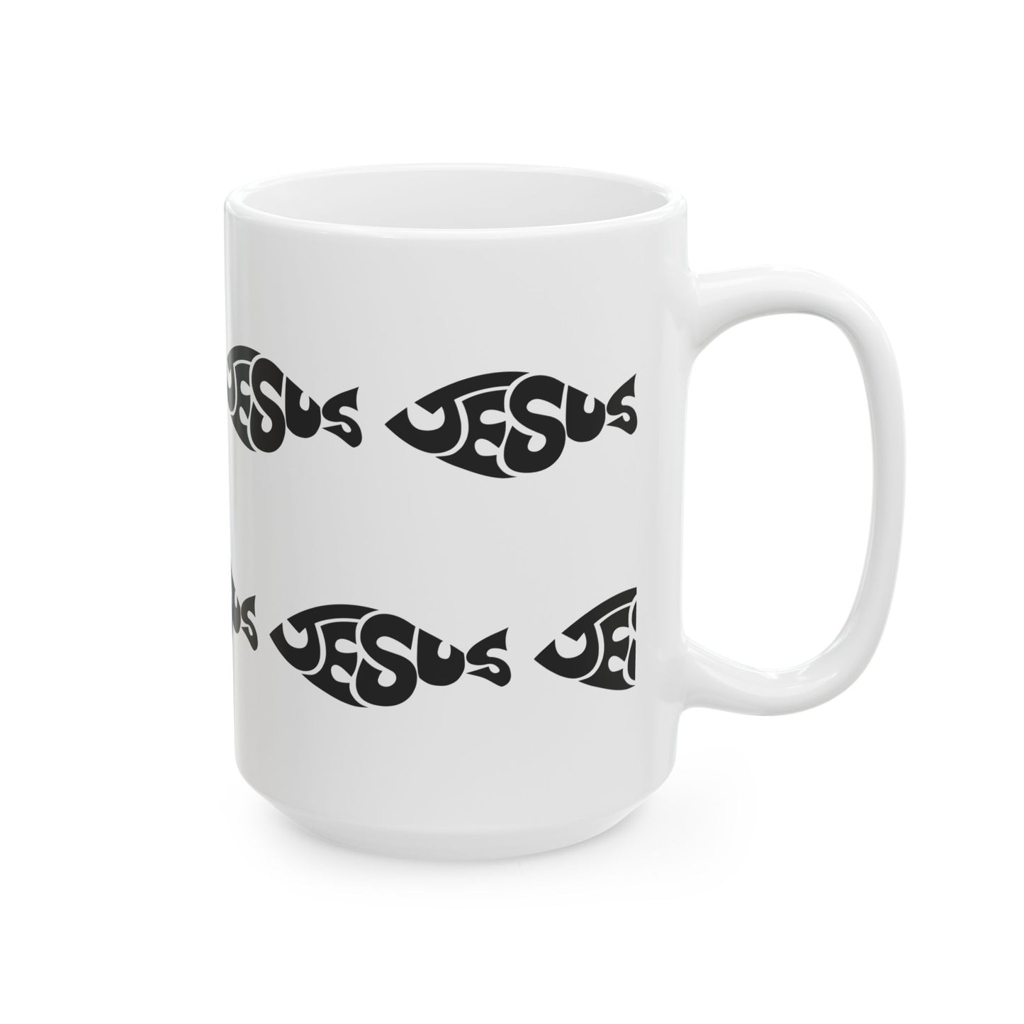 15 oz  JESUS Fish  Ceramic Mug, Unique Gift for Women & Men of Faith