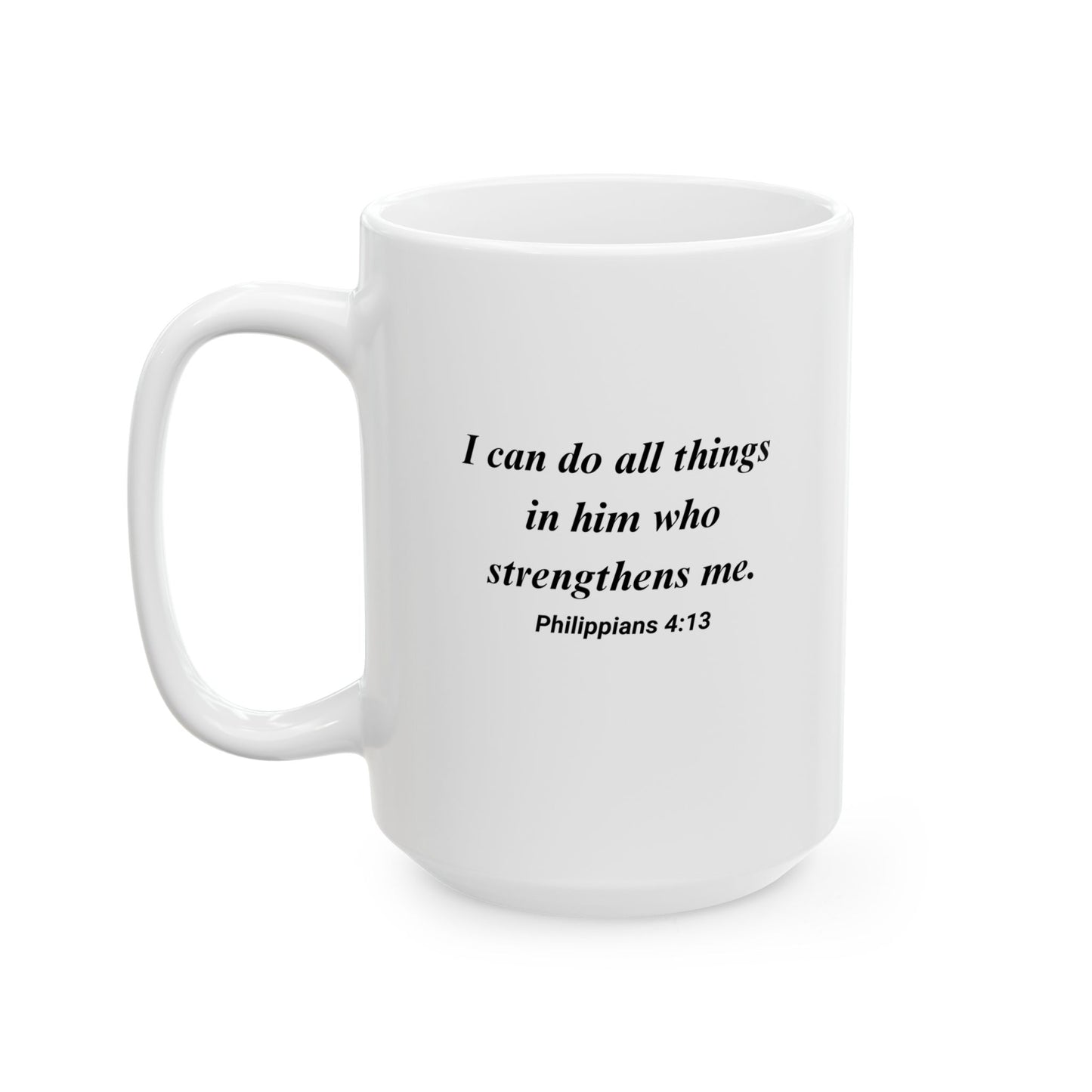 15 oz Ceramic Mug with "coffee with GOD" & Philippians 4:13, Unique Gift for Women & Men of Faith