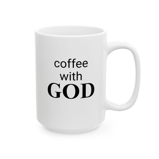 15 oz "coffee with GOD" & "Give thanks to the LORD" , Ceramic Mug, Unique Gift for Women & Men of Faith