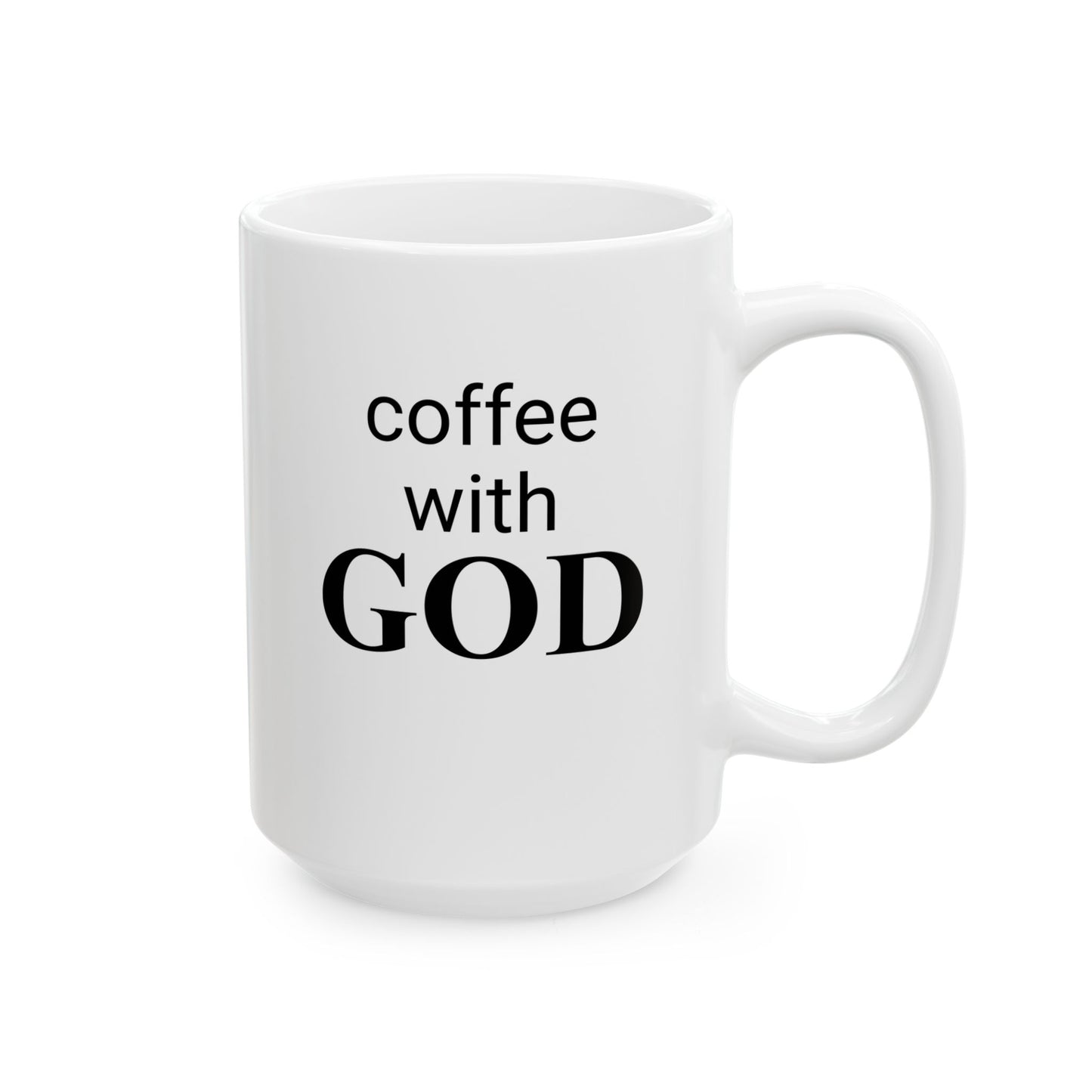 15 oz Ceramic Mug with "coffee with GOD" & Philippians 4:13, Unique Gift for Women & Men of Faith