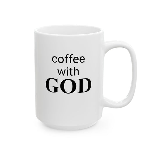 15 oz Ceramic Mug with "coffee with GOD" & Philippians 4:13, Unique Gift for Women & Men of Faith