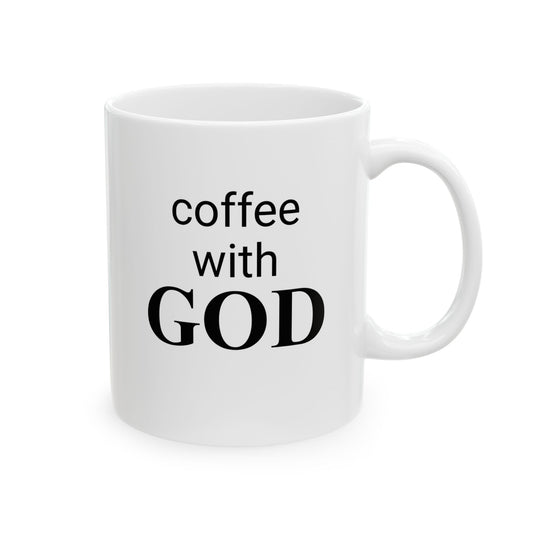 11 oz "coffee with GOD" Ceramic Mug, Unique Gift for Women & Men of Faith
