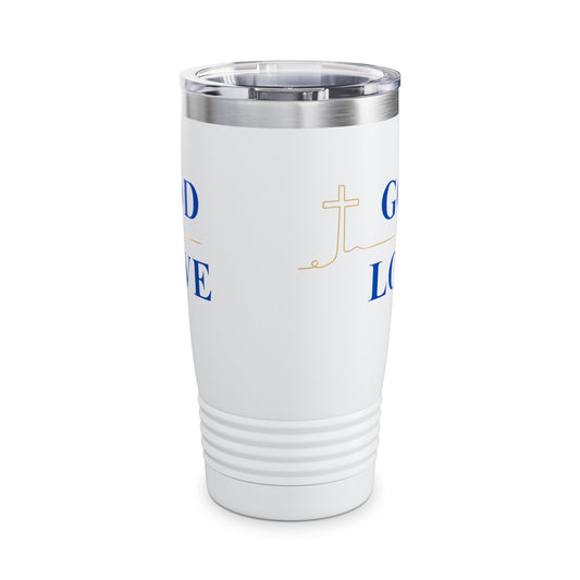 "God is Love" Inspirational Stainless Steel White 20oz Tumbler. Wonderful religious gift for someone on the go.