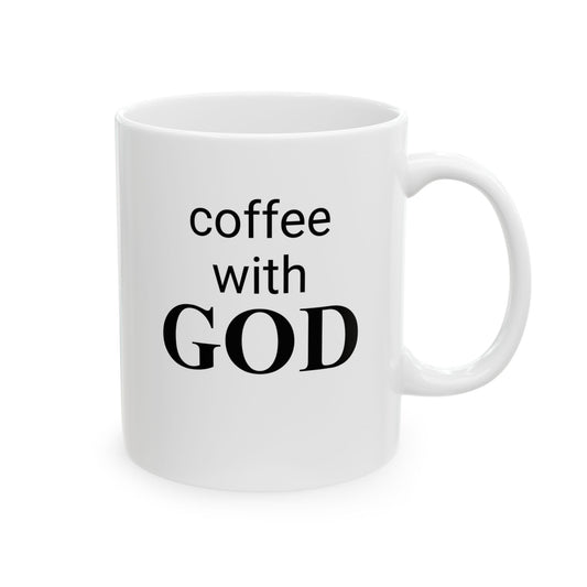 11 oz Ceramic Mug with "coffee with GOD" & Philippians 4:13, Unique Gift for Women & Men of Faith